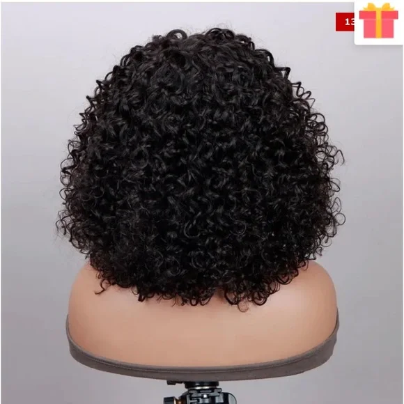Curly Bob Wig With Bangs Quick Wear And Go Glueless Human Hair Wigs 180% Density